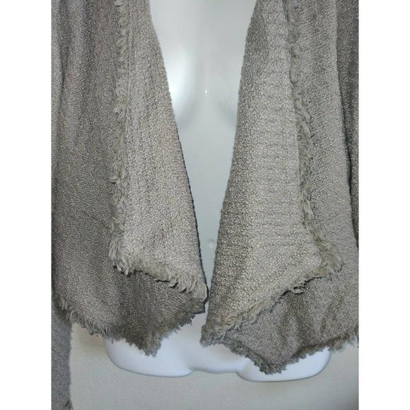 Blank NYC Tweed Open Jacket With Fringe Tan Size Large - Picture 2 of 9